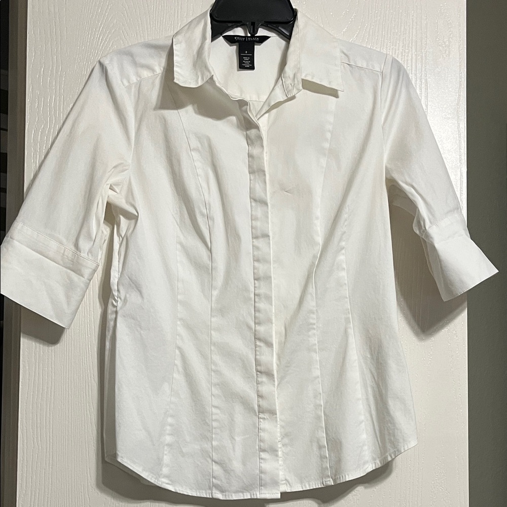 White House Black Market Ivory Collared Blouse